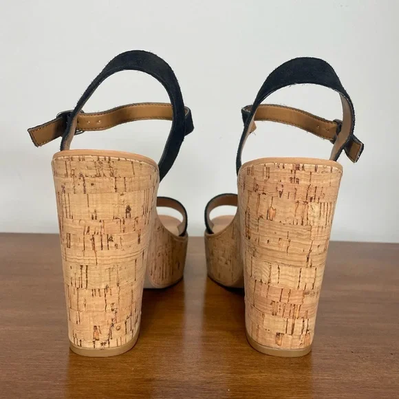 Dolce Vita Black Suede Wedge Sandals - Picture 3 of 8